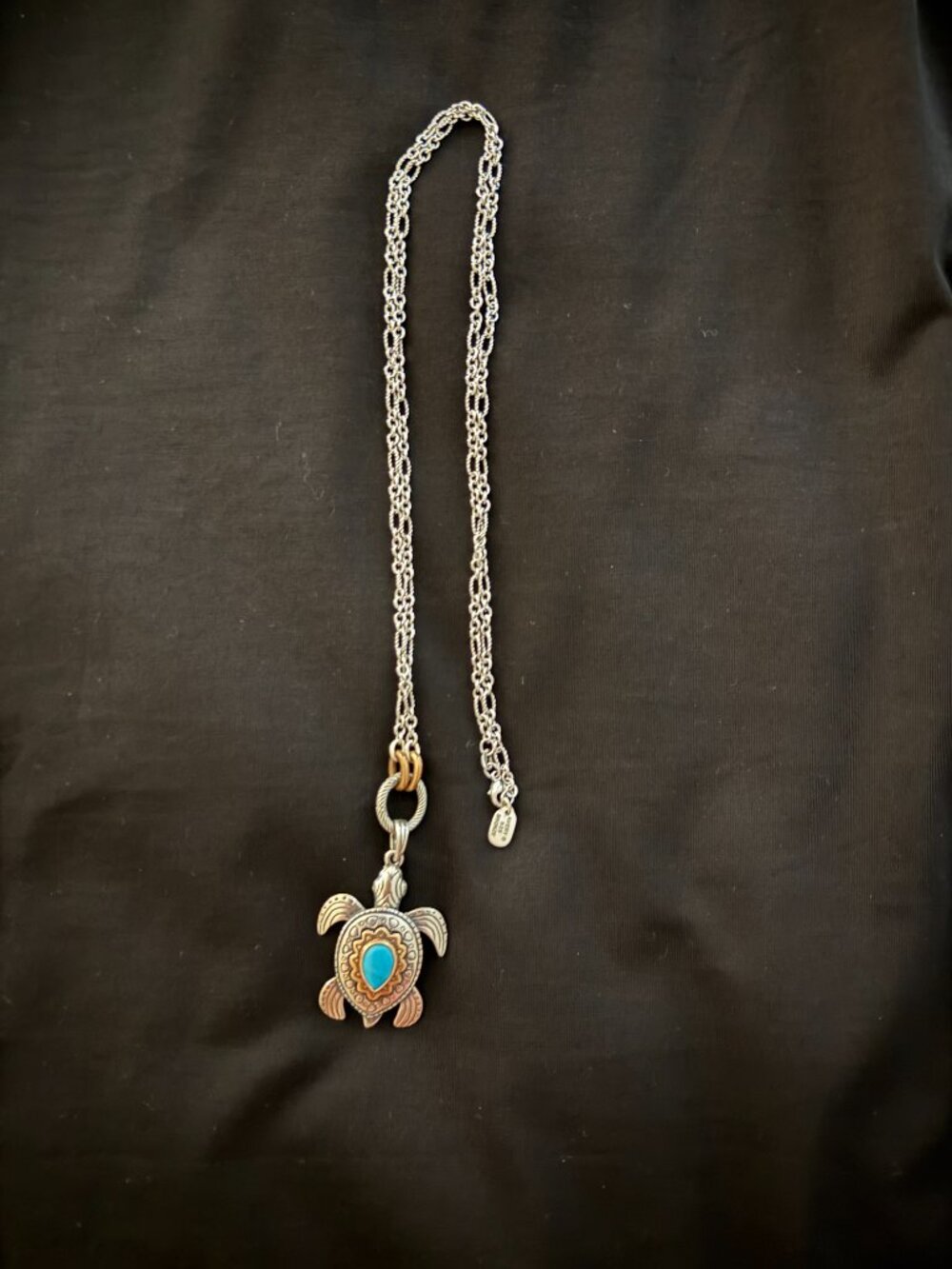 James Avery Sea Turtle Pendant with Turquise/Sterling/Bronze - Picture 2 of 2